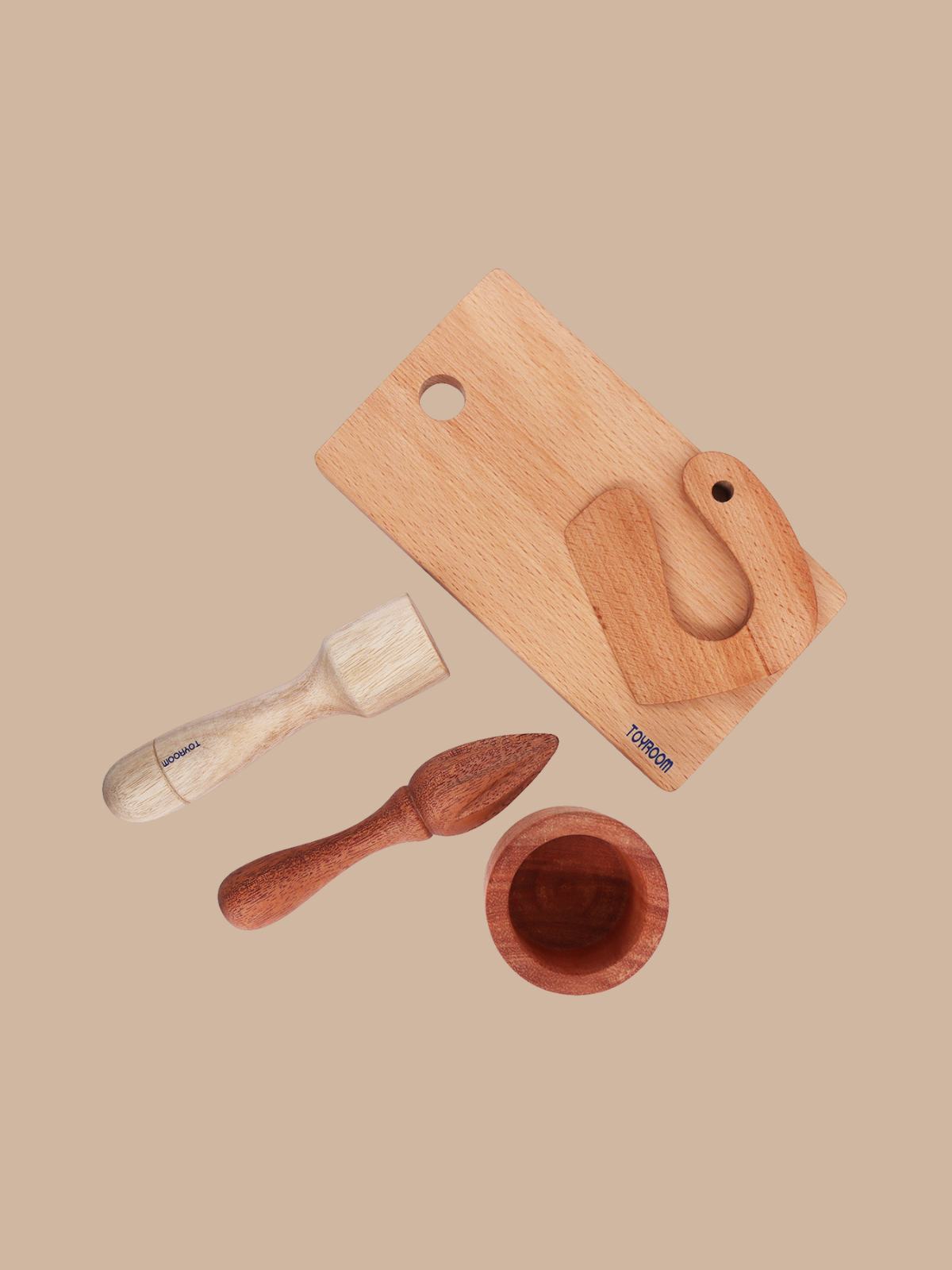 Little Sous Chef's Real Kitchen Tools - Montessori Knife & Cutting board,wooden  Citrus Fruit Juicer & Wooden Mortar & Pestle