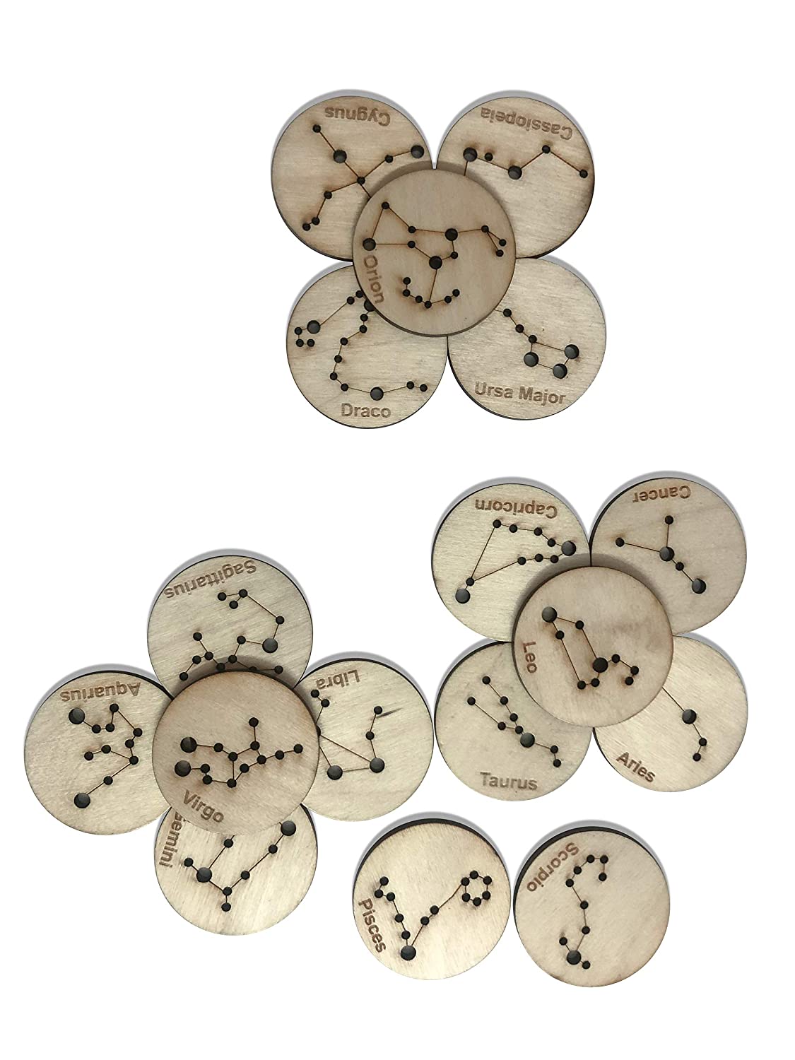 Little Star Gazers' Wooden Constellation Coins (17 Pieces)