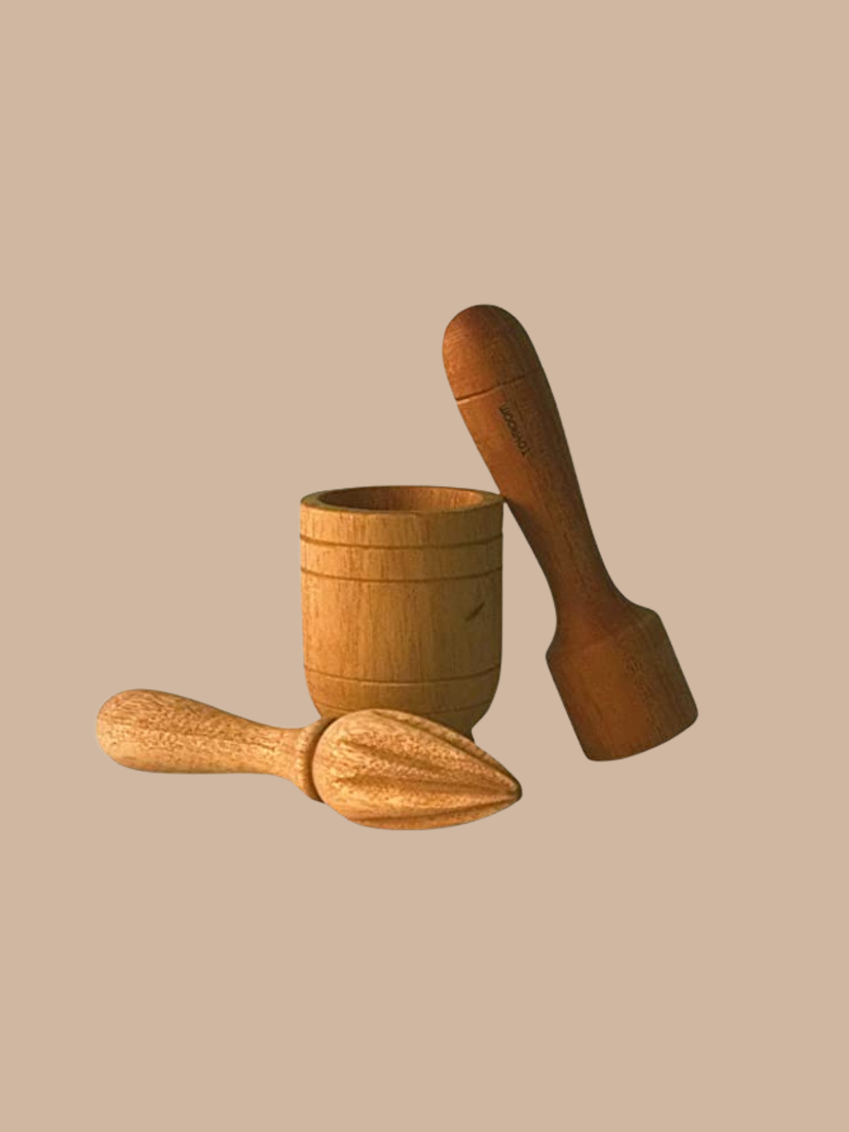 Little Sous Chef's Real Kitchen Tools - Wooden Citrus Fruit Juicer & Wooden Mortar & Pestle