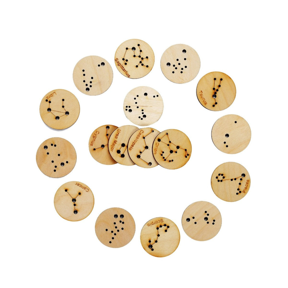 Little Star Gazers' Wooden Constellation Coins (17 Pieces)