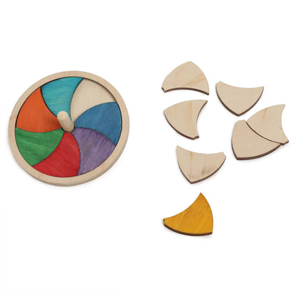 Toyroom Wooden Rainbow Puzzle DIY Spinning Top ( 16 pieces)