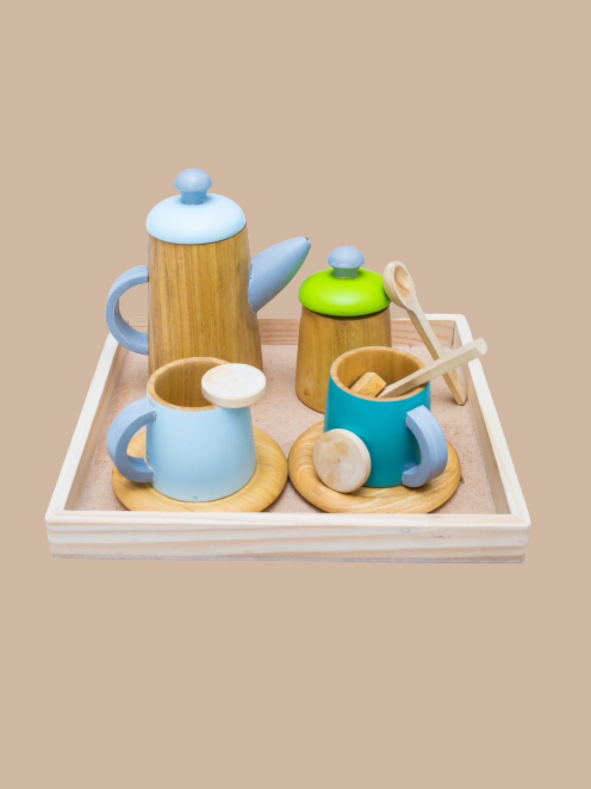 Wooden Pretend Play Tea set - 15 pieces