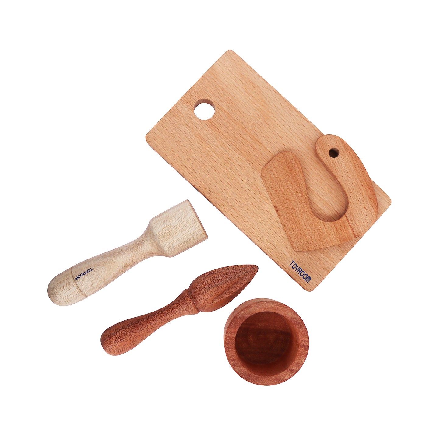 Little Sous Chef's Real Kitchen Tools - Montessori Knife & Cutting board,wooden  Citrus Fruit Juicer & Wooden Mortar & Pestle