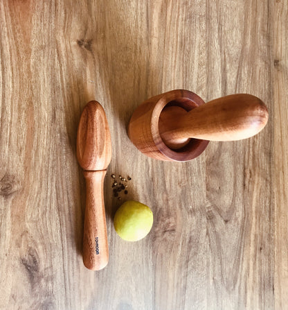 Little Sous Chef's Real Kitchen Tools - Montessori Knife & Cutting board,wooden  Citrus Fruit Juicer & Wooden Mortar & Pestle