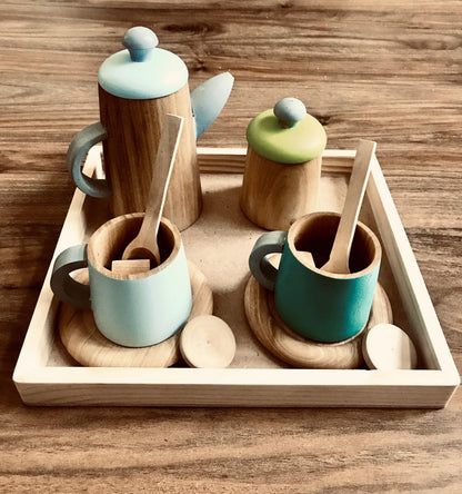Wooden Pretend Play Tea set - 15 pieces