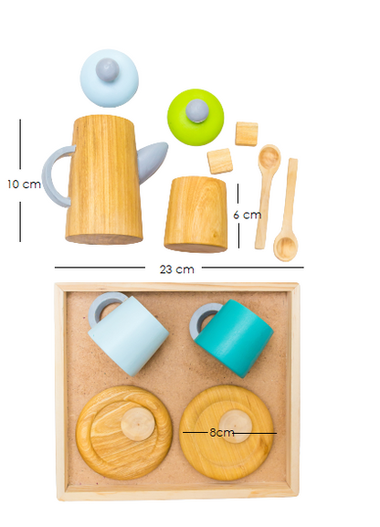 Wooden Pretend Play Tea set - 15 pieces